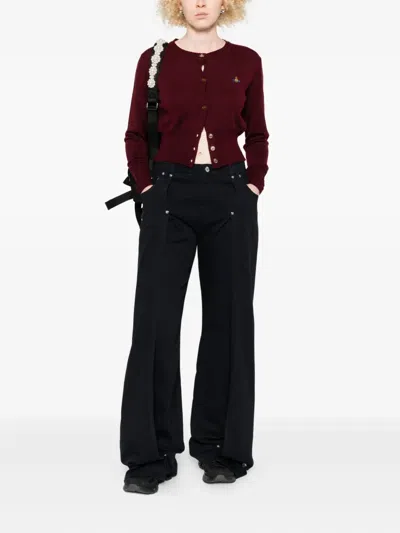 Vivienne Westwood Bea Orb-embellished Button Cardigan In Burgundy