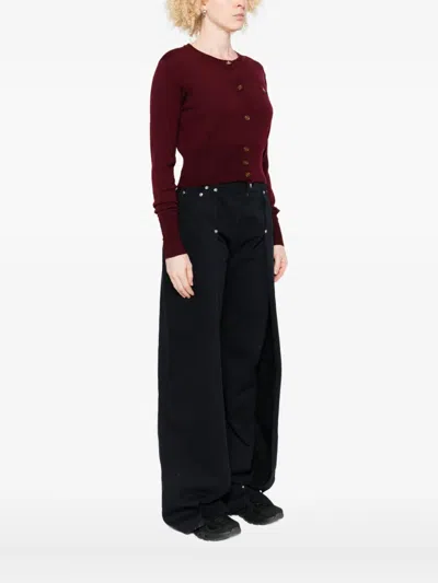 Vivienne Westwood Bea Orb-embellished Button Cardigan In Burgundy