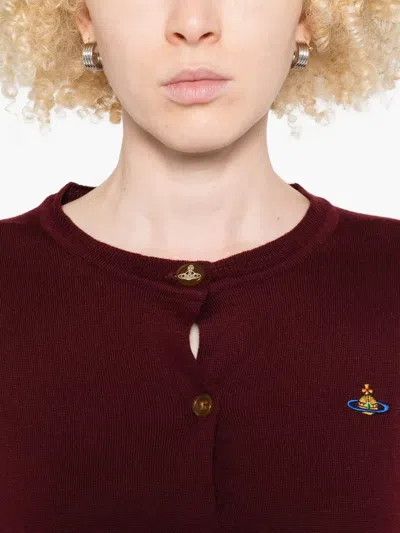 Vivienne Westwood Bea Orb-embellished Button Cardigan In Burgundy