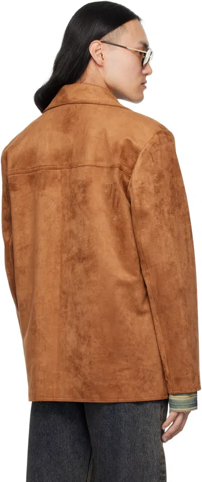 Mmic Tan Boulevard Faux-suede Jacket In Brown