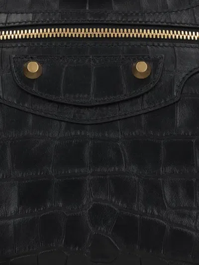 Balenciaga Medium Le City Crocodile-embossed Top-handle Tote Bag In Black