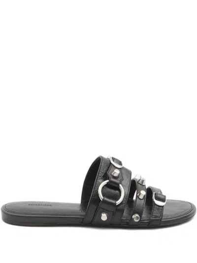 Balenciaga City Flat Sandals In Black