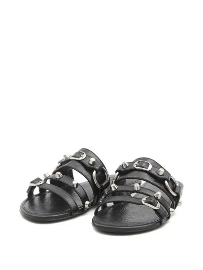 Balenciaga City Flat Sandals In Black