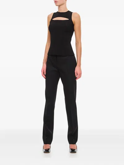 Alexander Mcqueen Slashed Knit Sleeveless Top In Black