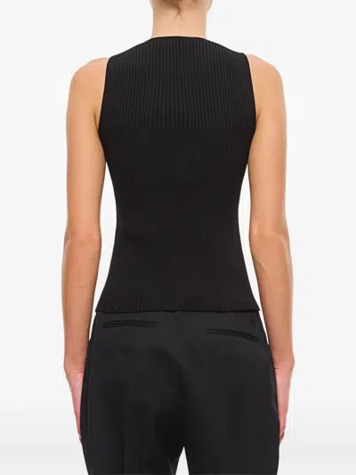 Alexander Mcqueen Slashed Knit Sleeveless Top In Black