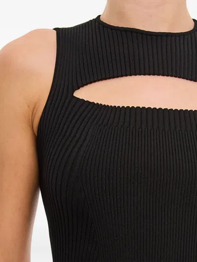 Alexander Mcqueen Slashed Knit Sleeveless Top In Black