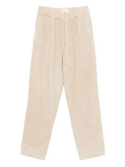 Isabel Marant Drawstring Corduroy Straight Trousers In Neutral