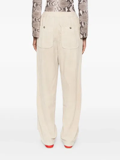Isabel Marant Drawstring Corduroy Straight Trousers In Neutral