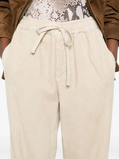 Isabel Marant Drawstring Corduroy Straight Trousers In Neutral
