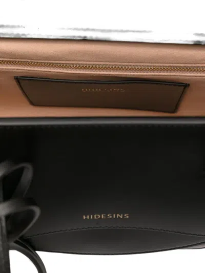 Hidesins Flap Small Leather Tote Bag In Black