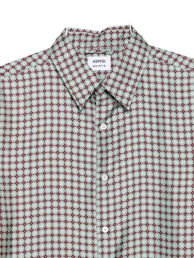 Aspesi Geometric-print Silk Shirt In Green