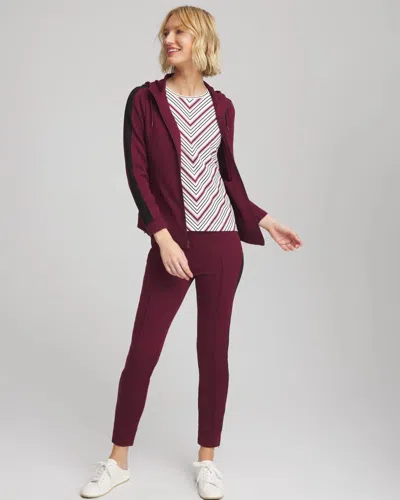 Chico's Brushed Striped Top In Deep Chianti In Multi