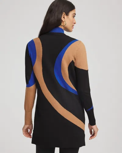 Chico's Ella Colorblock Cardigan Sweater In Black In Black