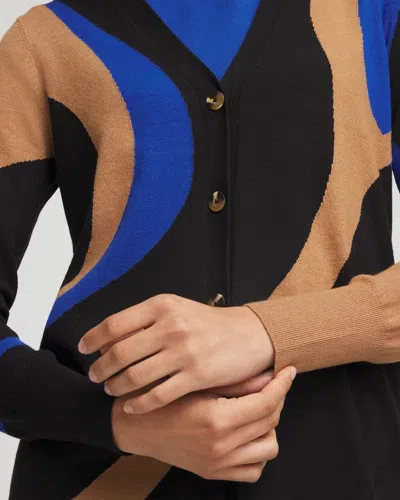 Chico's Ella Colorblock Cardigan Sweater In Black In Black
