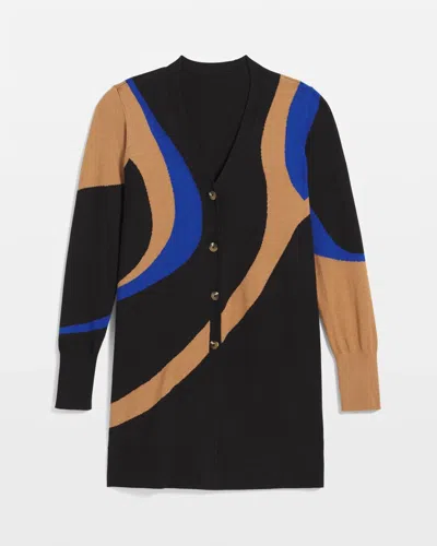 Chico's Ella Colorblock Cardigan Sweater In Black In Black