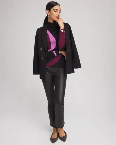 Chico's Ella Turtleneck Intarsia Sweater In Black In Multi