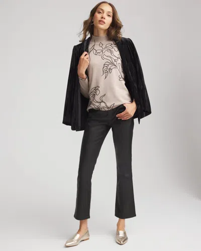 Chico's Ella Mockneck Printed Sweater In Taupe In Neutral