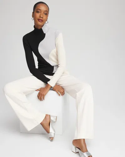 Chico's Ella Turtleneck Intarsia Sweater In Black In Black