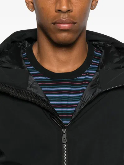 Peuterey Black Coat With Hood And Zippered Pockets In Black