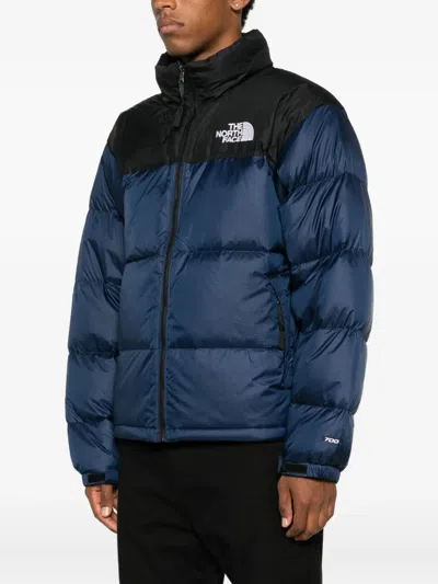 The North Face Padded High-collar Down Jacket With Detachable Hood In Blue