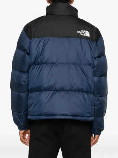 The North Face Padded High-collar Down Jacket With Detachable Hood In Blue