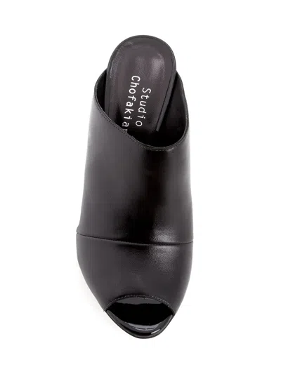 Studio Chofakian Wedge Mules In Black