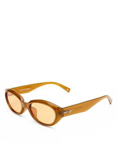Le Specs Le Bijou 55mm Oval Sunglasses In Brown