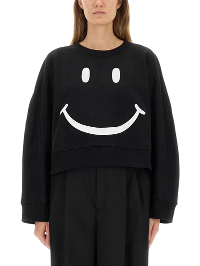 Moschino Graphic Crew Neck Long Sleeve Sweatshirt In Black