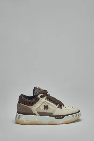 Amiri Brown Low Top Sneakers With Logo Detail On The Side And Mesh Panels In Multi