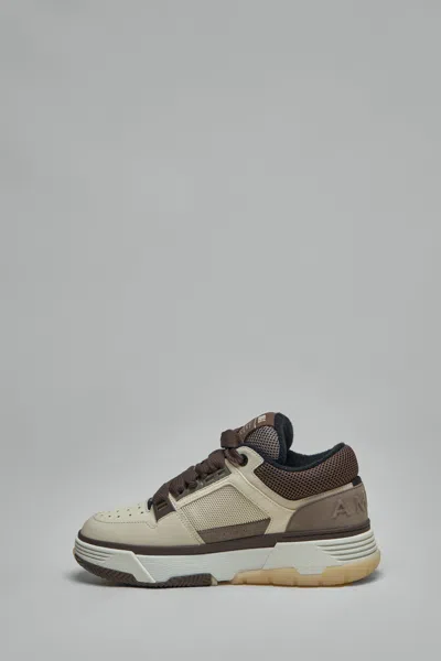 Amiri Brown Low Top Sneakers With Logo Detail On The Side And Mesh Panels In Multi