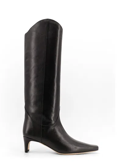 Staud Western Wally 50 Leather Knee-high Boots In Black