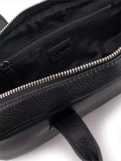 Staud Textured Black Leather Shoulder Bag With Dual Zip Closure In Black