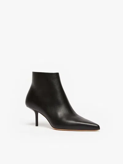 Max Mara Leather Ankle Boots With Zip In Black
