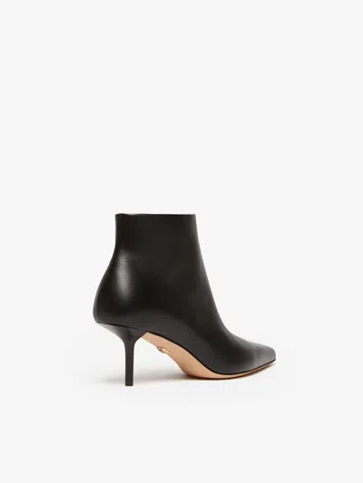 Max Mara Leather Ankle Boots With Zip In Black