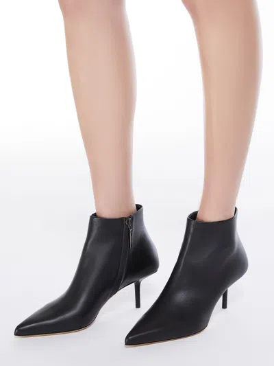 Max Mara Leather Ankle Boots With Zip In Black