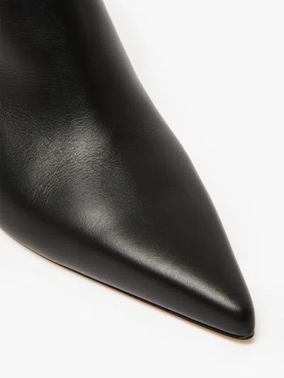 Max Mara Leather Ankle Boots With Zip In Black