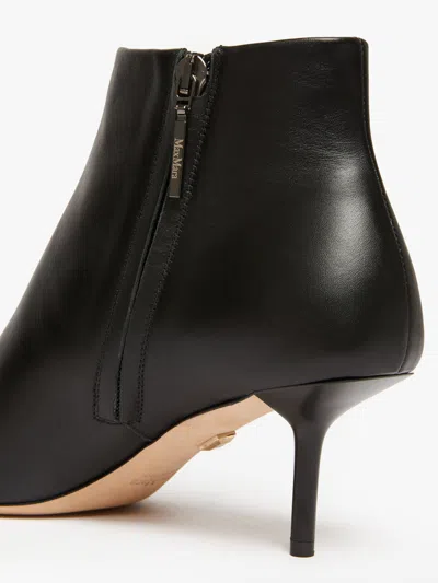 Max Mara Leather Ankle Boots With Zip In Black