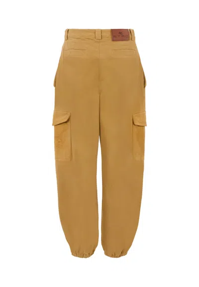 Etro Beige Trousers For Boy With Pegasus In Brown