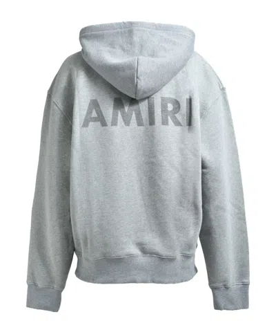 Amiri Mens Grey Stencil Logo-print Cotton Hoody In Blue