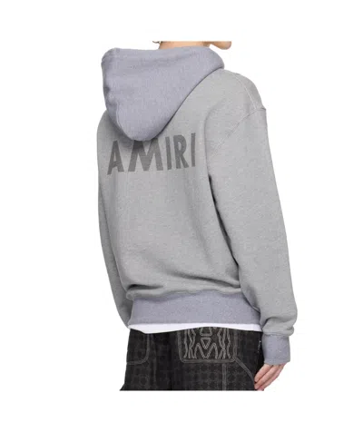Amiri Mens Grey Stencil Logo-print Cotton Hoody In Blue