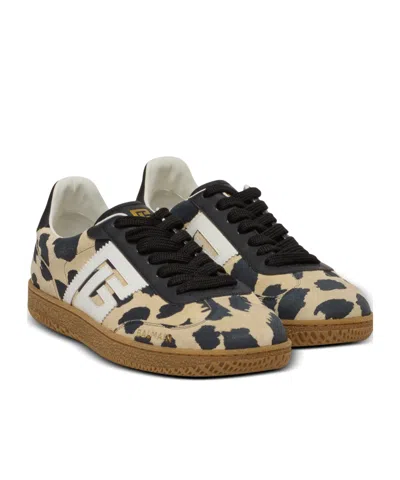 Balmain Swan Snow Leopard-print Suede Low-top Sneakers In Brown