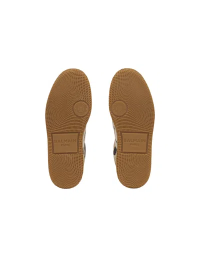 Balmain Swan Snow Leopard-print Suede Low-top Sneakers In Brown