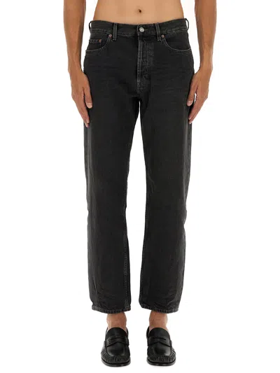 Saint Laurent Mick Black Jeans With Logo Patch On The Rear In Denim Man In Black