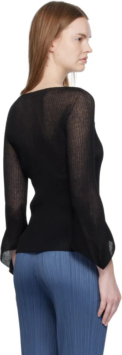 Issey Miyake Black Spikelet Knit Sweater In Black