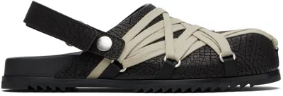 Rick Owens Megalace Mule Granola Black Leather Sandals