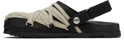 Rick Owens Megalace Mule Granola Black Leather Sandals