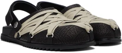 Rick Owens Megalace Mule Granola Black Leather Sandals