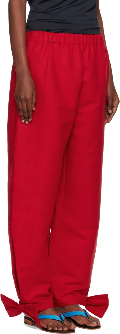 Caro Editions Red Coco With Bows Trousers In Red