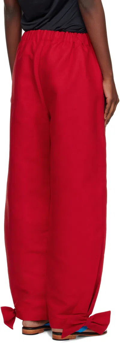 Caro Editions Red Coco With Bows Trousers In Red