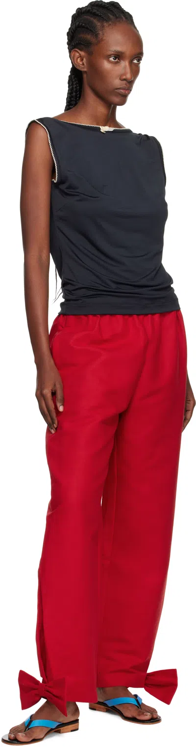 Caro Editions Red Coco With Bows Trousers In Red